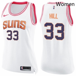 Womens Nike Phoenix Suns 33 Grant Hill Swingman WhitePink Fashion NBA Jersey