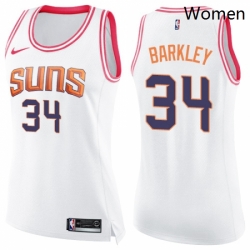 Womens Nike Phoenix Suns 34 Charles Barkley Swingman WhitePink Fashion NBA Jersey