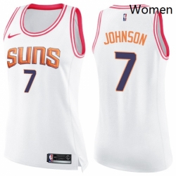 Womens Nike Phoenix Suns 7 Kevin Johnson Swingman WhitePink Fashion NBA Jersey