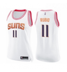 Womens Phoenix Suns 11 Ricky Rubio Swingman White Pink Fashion Basketball Jersey 