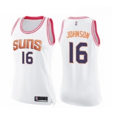Womens Phoenix Suns 16 Tyler Johnson Swingman White Pink Fashion Basketball Jerse 