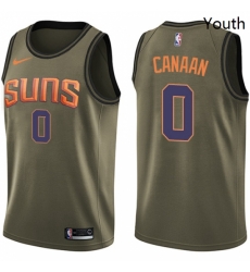 Youth Nike Phoenix Suns 0 Isaiah Canaan Swingman Green Salute to Service NBA Jersey 