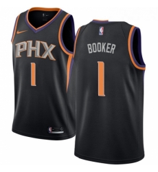 Youth Nike Phoenix Suns 1 Devin Booker Authentic Black Alternate NBA Jersey Statement Edition
