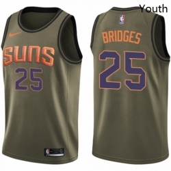 Youth Nike Phoenix Suns 25 Mikal Bridges Swingman Green Salute to Service NBA Jersey 