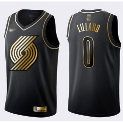 Blazers #0 Damian Lillard Black Gold Basketball Swingman Limited Edition Jersey