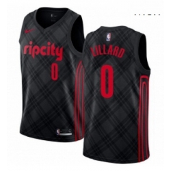 Mens Nike Portland Trail Blazers 0 Damian Lillard Authentic Black NBA Jersey City Edition