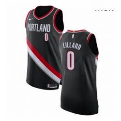 Mens Nike Portland Trail Blazers 0 Damian Lillard Authentic Black Road NBA Jersey Icon Edition