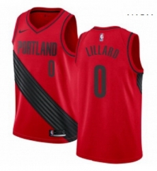 Mens Nike Portland Trail Blazers 0 Damian Lillard Authentic Red Alternate NBA Jersey Statement Edition