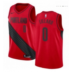 Mens Nike Portland Trail Blazers 0 Damian Lillard Authentic Red Alternate NBA Jersey Statement Edition