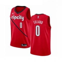 Mens Nike Portland Trail Blazers 0 Damian Lillard Red Swingman Jersey Earned Edition