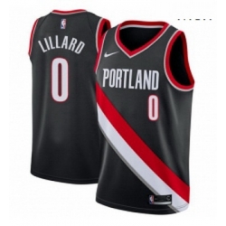 Mens Nike Portland Trail Blazers 0 Damian Lillard Swingman Black Road NBA Jersey Icon Edition