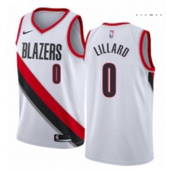 Mens Nike Portland Trail Blazers 0 Damian Lillard Swingman White Home NBA Jersey Association Edition