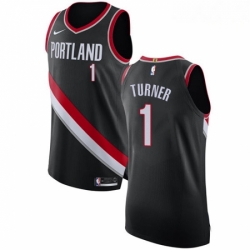 Mens Nike Portland Trail Blazers 1 Evan Turner Authentic Black Road NBA Jersey Icon Edition