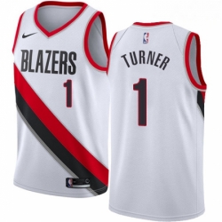 Mens Nike Portland Trail Blazers 1 Evan Turner Authentic White Home NBA Jersey Association Edition
