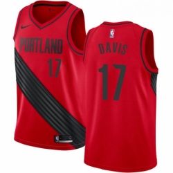 Mens Nike Portland Trail Blazers 17 Ed Davis Authentic Red Alternate NBA Jersey Statement Edition 