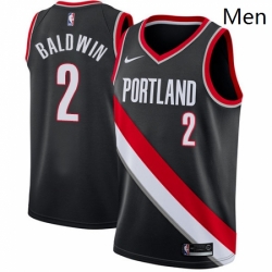 Mens Nike Portland Trail Blazers 2 Wade Baldwin Swingman Black NBA Jersey Icon Edition 