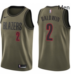 Mens Nike Portland Trail Blazers 2 Wade Baldwin Swingman Green Salute to Service NBA Jersey 