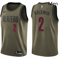 Mens Nike Portland Trail Blazers 2 Wade Baldwin Swingman Green Salute to Service NBA Jersey 