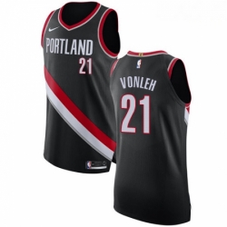 Mens Nike Portland Trail Blazers 21 Noah Vonleh Authentic Black Road NBA Jersey Icon Edition
