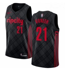 Mens Nike Portland Trail Blazers 21 Noah Vonleh Swingman Black NBA Jersey City Edition