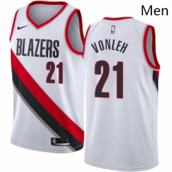 Mens Nike Portland Trail Blazers 21 Noah Vonleh Swingman White Home NBA Jersey Association Edition