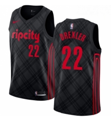 Mens Nike Portland Trail Blazers 22 Clyde Drexler Authentic Black NBA Jersey City Edition 