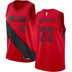 Mens Nike Portland Trail Blazers 22 Clyde Drexler Authentic Red Alternate NBA Jersey Statement Edition 