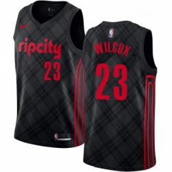Mens Nike Portland Trail Blazers 23 CJ Wilcox Authentic Black NBA Jersey City Edition 