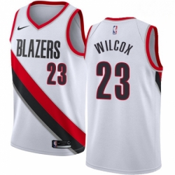 Mens Nike Portland Trail Blazers 23 CJ Wilcox Authentic White Home NBA Jersey Association Edition 
