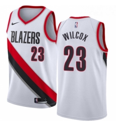 Mens Nike Portland Trail Blazers 23 CJ Wilcox Swingman White Home NBA Jersey Association Edition 