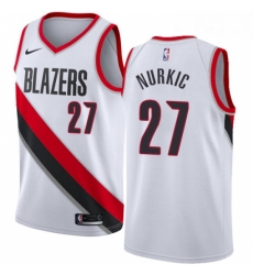 Mens Nike Portland Trail Blazers 27 Jusuf Nurkic Swingman White Home NBA Jersey Association Edition