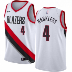Mens Nike Portland Trail Blazers 4 Moe Harkless Authentic White Home NBA Jersey Association Edition 