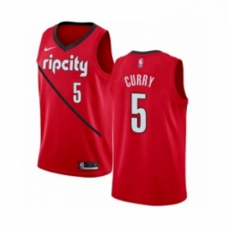 Mens Nike Portland Trail Blazers 5 Seth Curry Red Swingman Jersey Earned Edition 