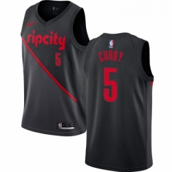 Mens Nike Portland Trail Blazers 5 Seth Curry Swingman Black NBA Jersey 2018 19 City Edition 