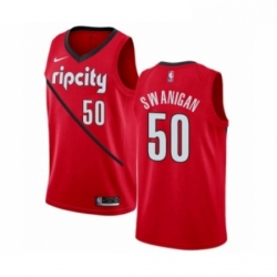 Mens Nike Portland Trail Blazers 50 Caleb Swanigan Red Swingman Jersey Earned Edition 