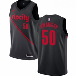 Mens Nike Portland Trail Blazers 50 Caleb Swanigan Swingman Black NBA Jersey 2018 19 City Edition 