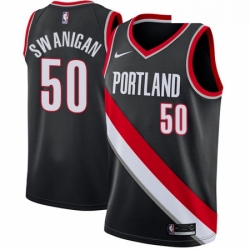 Mens Nike Portland Trail Blazers 50 Caleb Swanigan Swingman Black Road NBA Jersey Icon Edition 