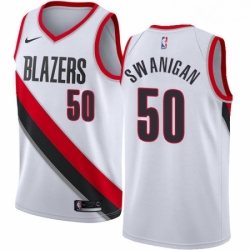 Mens Nike Portland Trail Blazers 50 Caleb Swanigan Swingman White Home NBA Jersey Association Edition 