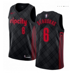 Mens Nike Portland Trail Blazers 6 Nik Stauskas Swingman Black NBA Jersey City Edition 