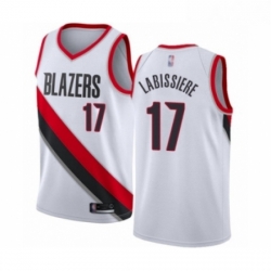 Mens Portland Trail Blazers 17 Skal Labissiere Authentic White Basketball Jersey Association Edition 