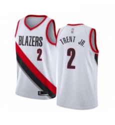 Mens Portland Trail Blazers 2 Gary Trent Jr Authentic White Basketball Jersey Association Edition 