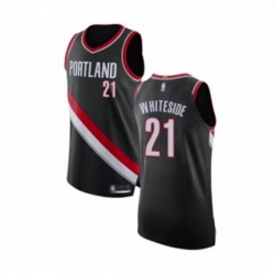 Mens Portland Trail Blazers 21 Hassan Whiteside Authentic Black Basketball Jersey Icon Edition 