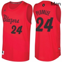 Mens Portland Trail Blazers 24 Mason Plumlee Red 2016 2017 Christmas Day NBA Swingman Jersey 