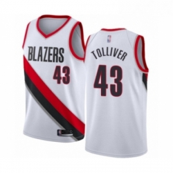 Mens Portland Trail Blazers 43 Anthony Tolliver Swingman White Basketball Jersey Association Edition 