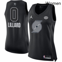 Womens Nike Jordan Portland Trail Blazers 0 Damian Lillard Swingman Black 2018 All Star Game NBA Jersey