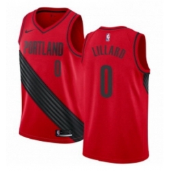 Womens Nike Portland Trail Blazers 0 Damian Lillard Authentic Red Alternate NBA Jersey Statement Edition