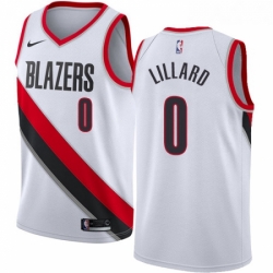 Womens Nike Portland Trail Blazers 0 Damian Lillard Authentic White Home NBA Jersey Association Edition