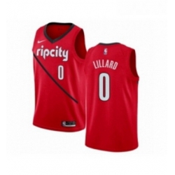 Womens Nike Portland Trail Blazers 0 Damian Lillard Red Swingman Jersey Earned Edition