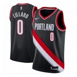 Womens Nike Portland Trail Blazers 0 Damian Lillard Swingman Black Road NBA Jersey Icon Edition