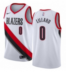 Womens Nike Portland Trail Blazers 0 Damian Lillard Swingman White Home NBA Jersey Association Edition
